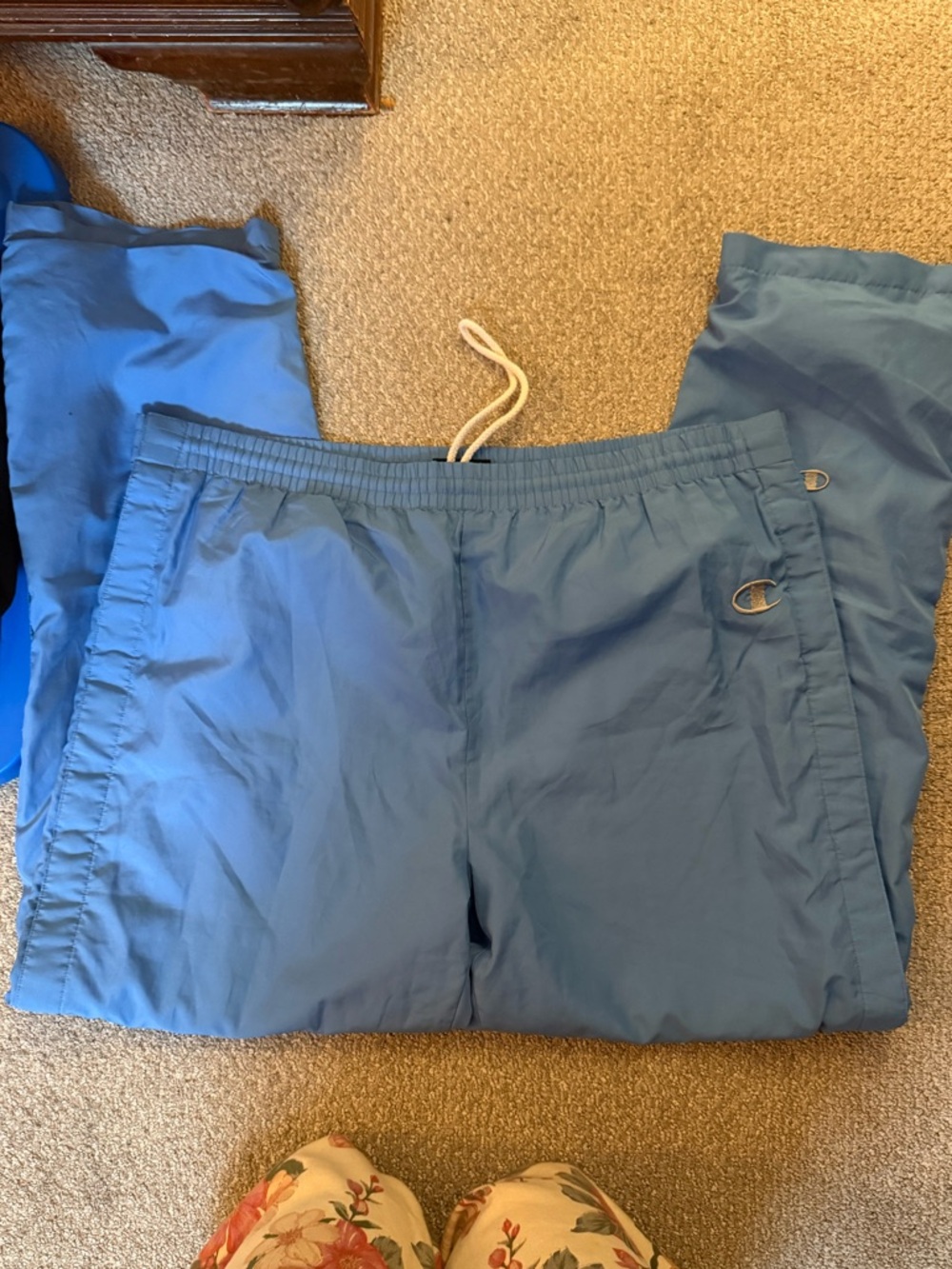Champion Baby Blue Nylon Track Pants Tear Aways